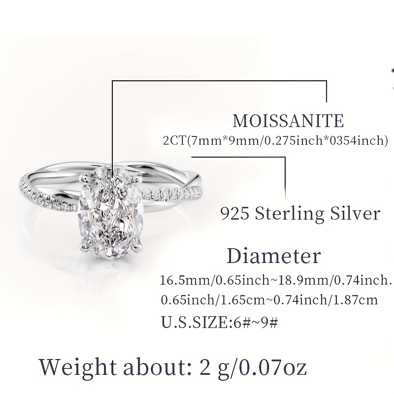 Women's 925 Sterling Silver Moissanite Infinity Cross Ring, 2Ct